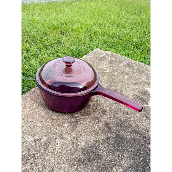 Visions Other - Vintage Visions Corning Cranberry Glass Saucepan 1.5L Pot with Lid Made in USA